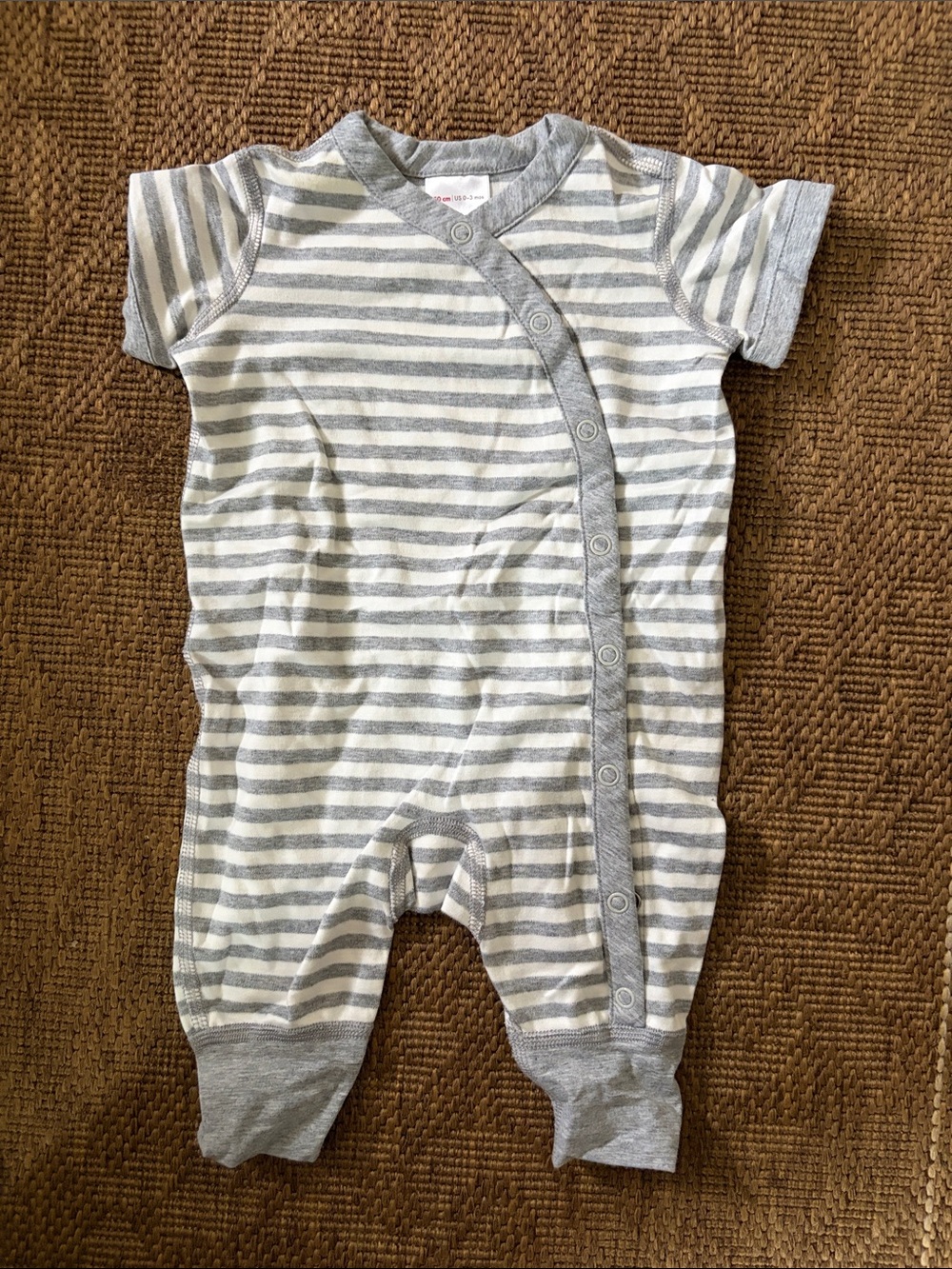 🥰Hanna Andersson 0-3M soft Pima cotton Stripe Snap-Front One-Piece EUC